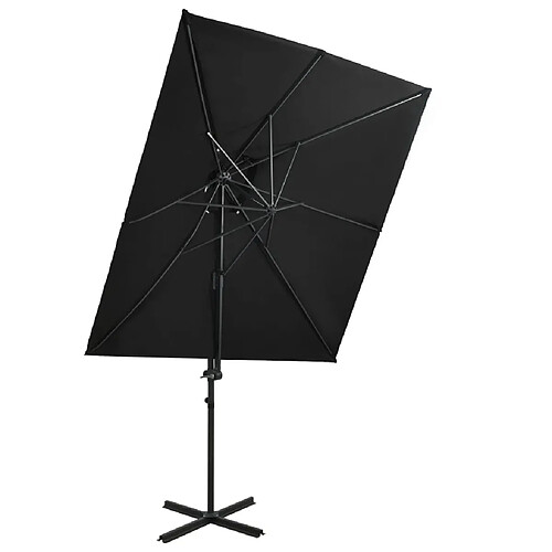 vidaXL Parasol de jardin en porte-à-faux à double toit noir 250x250 cm