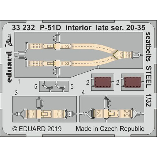 P-51D interior late ser. 20-35 seatbelts STEEL f.Tamiya - 1:32e - Eduard Accessories