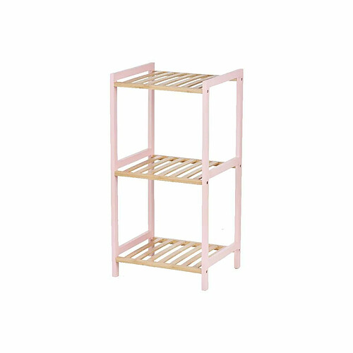 Berilo Etagère de salle de bains 35 x 30 x 70 cm Rose Naturel Bambou Bois de pin