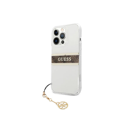 Guess Maroquinerie Guess Coque pour Apple iPhone 13 Pro Stripe Charm avec breloque Marron