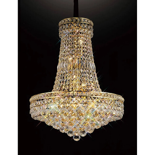 Luminaire Center Suspension Frances 14 Ampoules doré/cristal