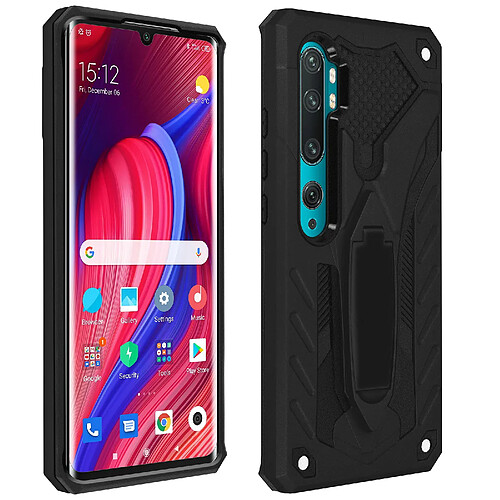 Avizar Coque Xiaomi Mi Note 10 / Note 10 Pro Bi-matière Béquille Fonction Support noir