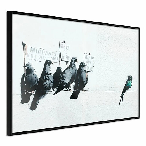 Paris Prix Affiche Murale Encadrée Banksy Pigeons 90 x 60 cm Noir