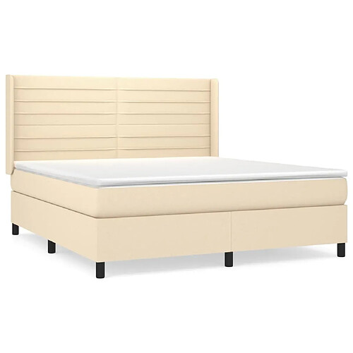 Maison Chic Lit adulte- Lit + matelas,Sommier à lattes de lit avec matelas Crème 180x200 cm Tissu -GKD89722