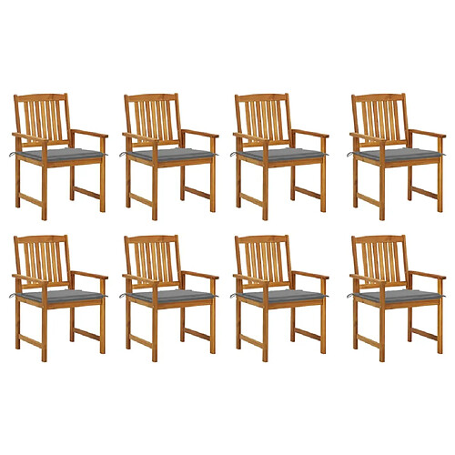 vidaXL Chaises de jardin avec coussins lot de 8 Bois d'acacia solide