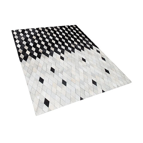 Beliani Tapis en cuir blanc et noir 160 x 230 cm MALDAN