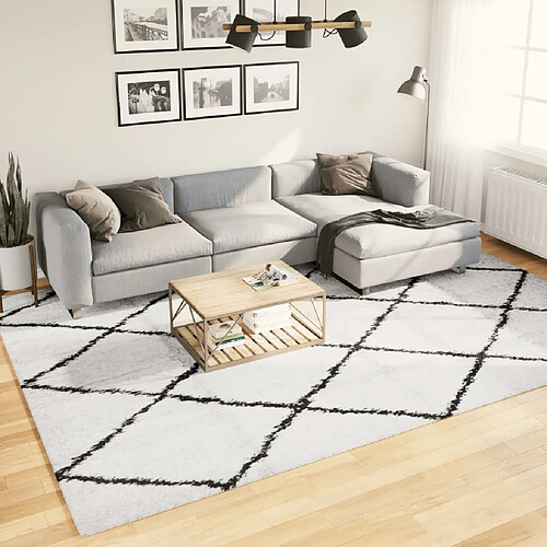 vidaXL Tapis shaggy à poils longs moderne crème et noir 240x340 cm