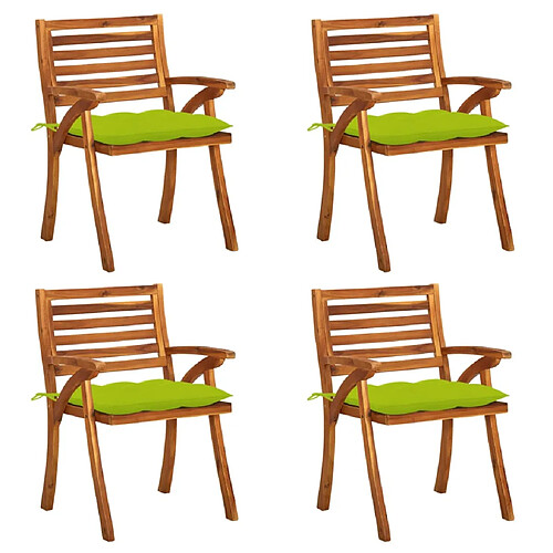 vidaXL Chaises de jardin avec coussins lot de 4 Bois de teck solide