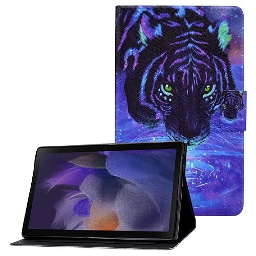 Etui en PU fermeture magnétique avec porte-cartes Tigre de nuit pour votre Samsung Galaxy Tab A8 (2021) SM-X200/SM-X205