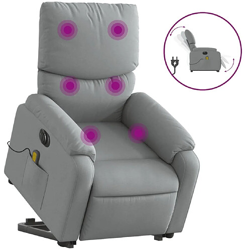 Maison Chic Fauteuil Relax pour salon, Fauteuil inclinable de massage électrique Gris clair Tissu -GKD61116