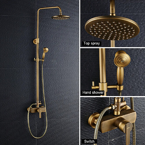 Auralum max Colonne de douche en laiton antique Ensemble de douche rétro cuivre mitigeur mécanique Ensemble de robinet de douche de SDB - EU Modèle