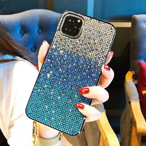 Wewoo Coque Rigide Pour iPhone 11 PC + Etui de protection tricolore Crystal Diamond dégradé bleu