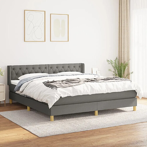 Maison Chic Lit Adulte - Lit simple Lit à sommier tapissier avec matelas moelleux - Meuble de Chambre - Gris foncé 160x200cm Tissu -MN58358