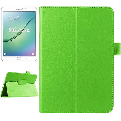 Wewoo Housse Étui vert pour Samsung Galaxy Tab S2 8.0 / T715 Litchi Texture Horizontal Flip couleur solide Smart Case en cuir avec deux pliage titulaire & Fonction veille / réveil