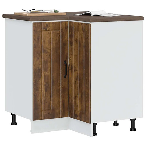 vidaXL Armoire d'angle de cuisine Lucca chêne fumé bois d'ingénierie