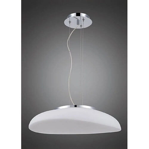 Luminaire Center Suspension Opal 4 Ampoules E27, chrome poli/verre blanc dépoli