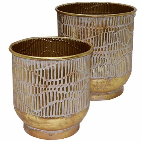 Cache-pot DKD Home Decor Doré Métal (2 pcs) (28 x 28 x 30 cm)