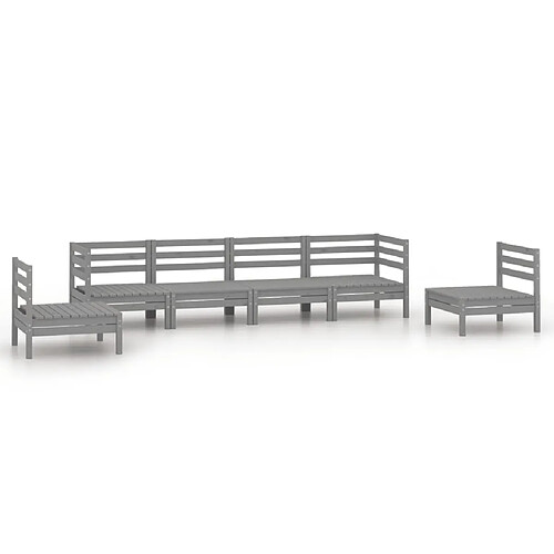 Maison Chic Salon de jardin 6 pcs - Table et chaises d'extérieur - Mobilier/Meubles de jardin Moderne Gris Bois de pin massif -MN14726