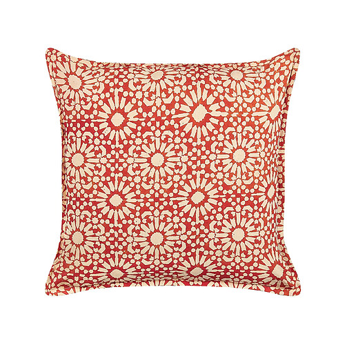 Beliani Coussin CEIBA Coton 45 x 45 cm Géométrique Impression en bloc Rouge