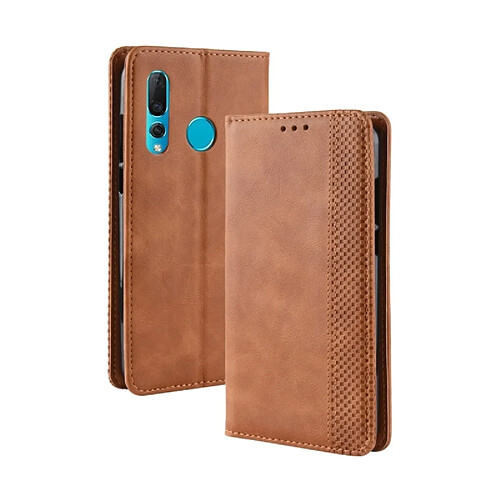 Wewoo Housse Coque Étui en cuir à boucle magnétique avec texture rétro et pour Hunova 4, support emplacements pour cartes porte-monnaie (Marron)