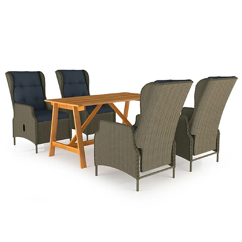 vidaXL Ensemble de salle à manger de jardin 5 pcs Marron