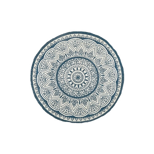 Beliani Tapis rond bleu 120 cm ANADERE