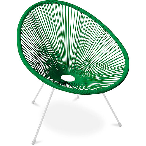 ICONIK INTERIOR Fauteuil Acapulco - Piétement Blanc - Nouvelle Édition Vert