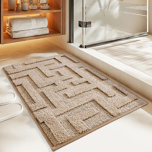 LUUCOZK Tapis de bain antidérapants absorbants à séchage rapide pour salle de bain - Marron clair-60x90cm