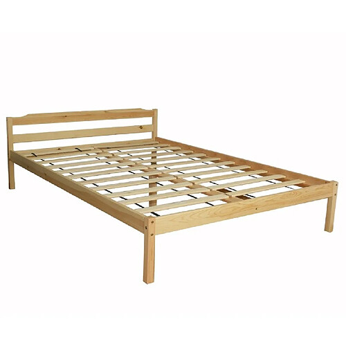 Decoshop26 Lit adulte 2 personnes en bois 140 x 200 cm avec sommier à lattes LIT06021