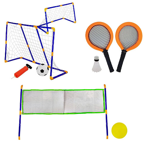 Lean Toys DEPORTE Set multisport jeu enfants 3 en 1 badminton volley football