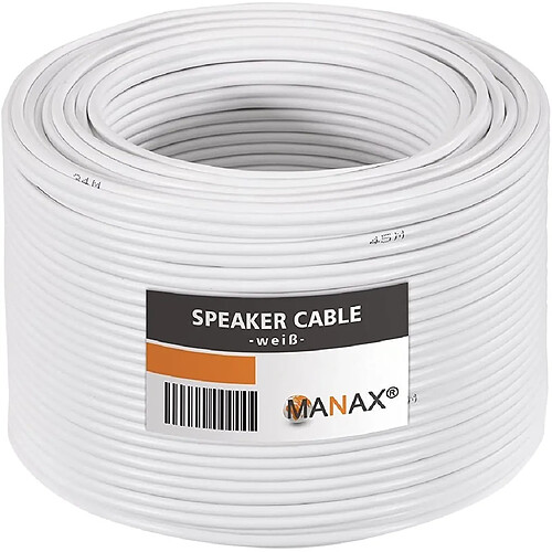 MANAX Câble d'enceinte 2 x 1,5 mm² Blanc 30 m