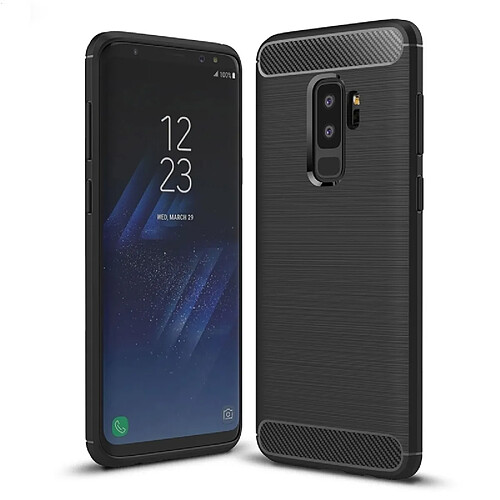 Wewoo Coque noir pour Samsung Galaxy S9 + Texture de fibre de carbone brossé Soft TPU Anti-skip Housse de protection arrière, petite quantité recommandée avant Galaxy S9 Plus de lancement