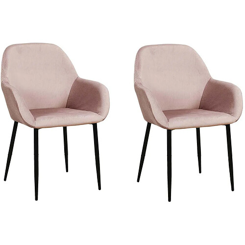 The Home Deco Factory Fauteuil en velours cotelé Giulia (Lot de 2) rose poudré.