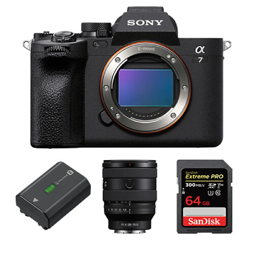 Sony Boîtier Alpha A7 Mark IV + FE 20-70 mm F4 G + Sony NP-FZ100 + SanDisk 64 Go