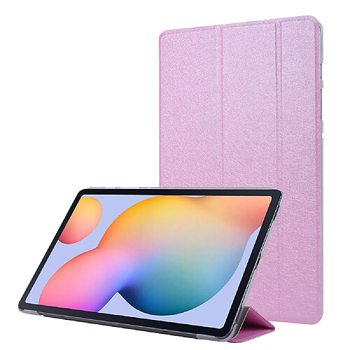 Etui en PU texture soie, antichoc avec support rose pour Samsung Galaxy Tab S8