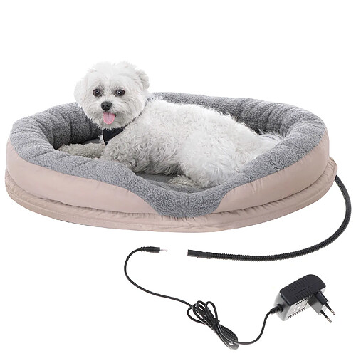 Lit Chauffant Électrique pour Chien et Chat, 76 x 58cm Chauffage pour Animaux, 18 , Marron, Camry, CR7431