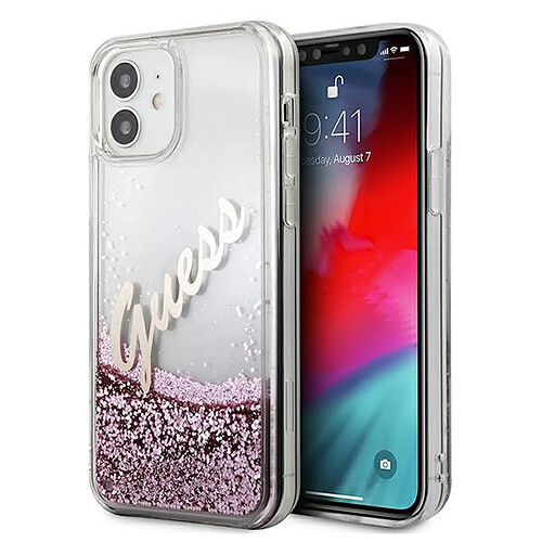 Guess Maroquinerie guess guhcp12sglvspi iphone 12 mini 5,4" rózowy/rose coque dur glitter vintage script