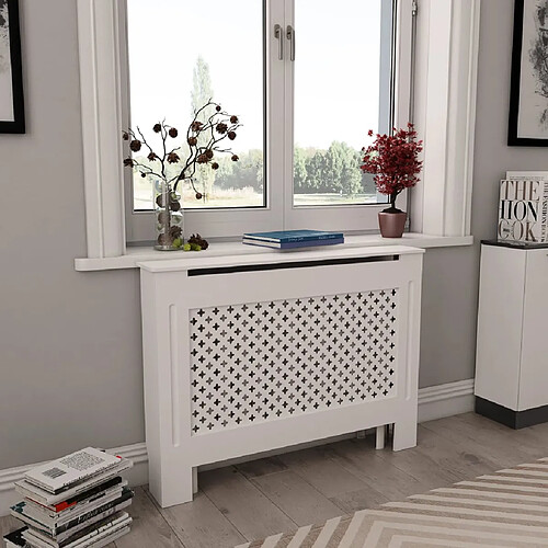 vidaXL Cache-radiateur Blanc 112x19x81,5 cm MDF