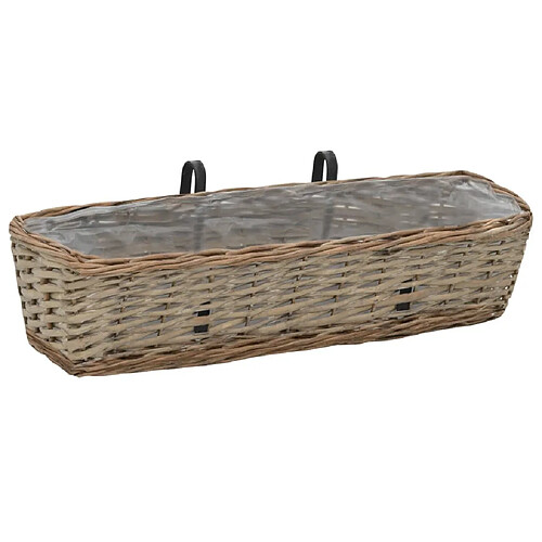 Maison Chic Lot de 2 Jardinière,Bac à fleurs - pot de fleur de balcon Osier avec doublure en PE 60 cm -GKD85945