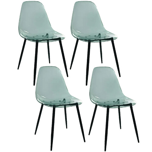 Toilinux Lot de 4 Chaises scandinave transparentes et pieds en métal - Vert