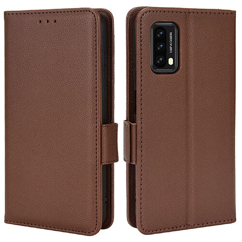 Etui en PU texture litchi avec support, marron pour votre Blackview A90