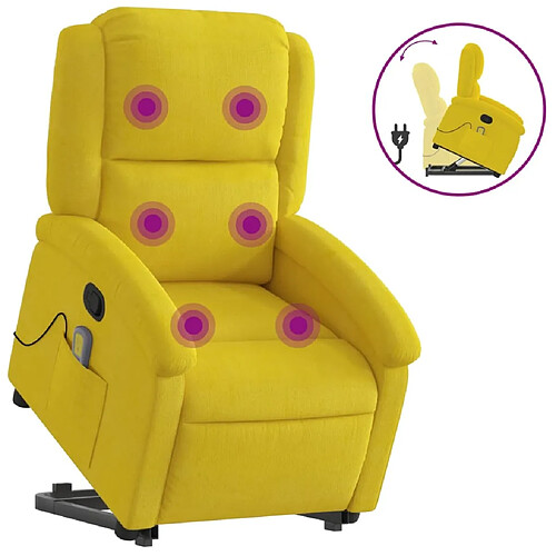 Maison Chic Fauteuil Relax pour salon, Fauteuil de massage inclinable Jaune Velours -GKD59058