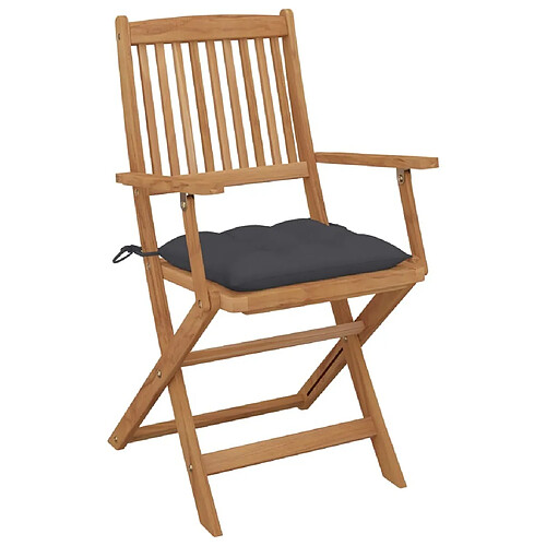 Maison Chic Lot de 4 Chaises pliables de jardin avec coussins - Fauteuil d'extérieur Bois d'acacia -MN81762