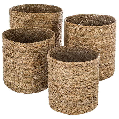 Pegane Set de 4 paniers ronds coloris naturel