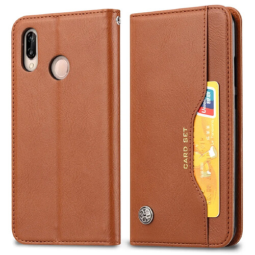 Wewoo Coque Rigide Étui en cuir à rabat de peau pour Xiaomi Redmi Note 7 et 7 Pro cadre photo et support logements cartes et porte-monnaie Marron