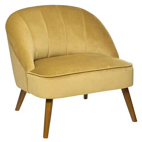 Pegane Fauteuil en velours coloris Jaune moutarde - Longueur 78 x Profondeur 72 x Hauteur 71 cm