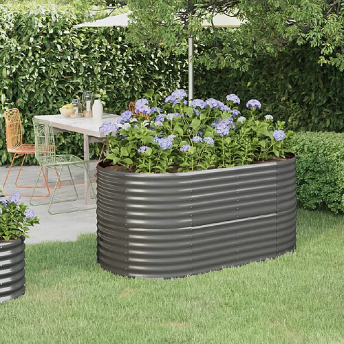 vidaXL Lit surélevé de jardin Acier enduit de poudre 152x80x68 cm gris