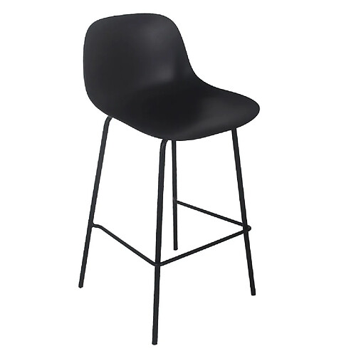 Alterego Tabouret snack mi-hauteur 'GRANO MINI' noir intérieur / extérieur