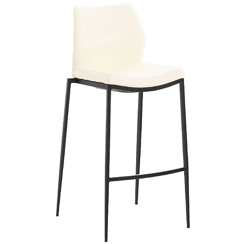 Decoshop26 Tabouret de bar design classique et moderne en synthétique crème pieds en acier noir repose-pieds 10_0000867