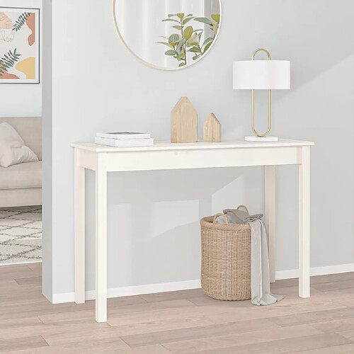 vidaXL Table console Blanc 110x40x75 cm Bois massif de pin